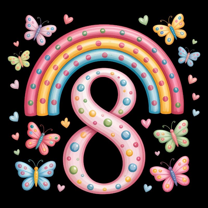 Regenbogen Schmetterling 8. Geburtstag Mädchen