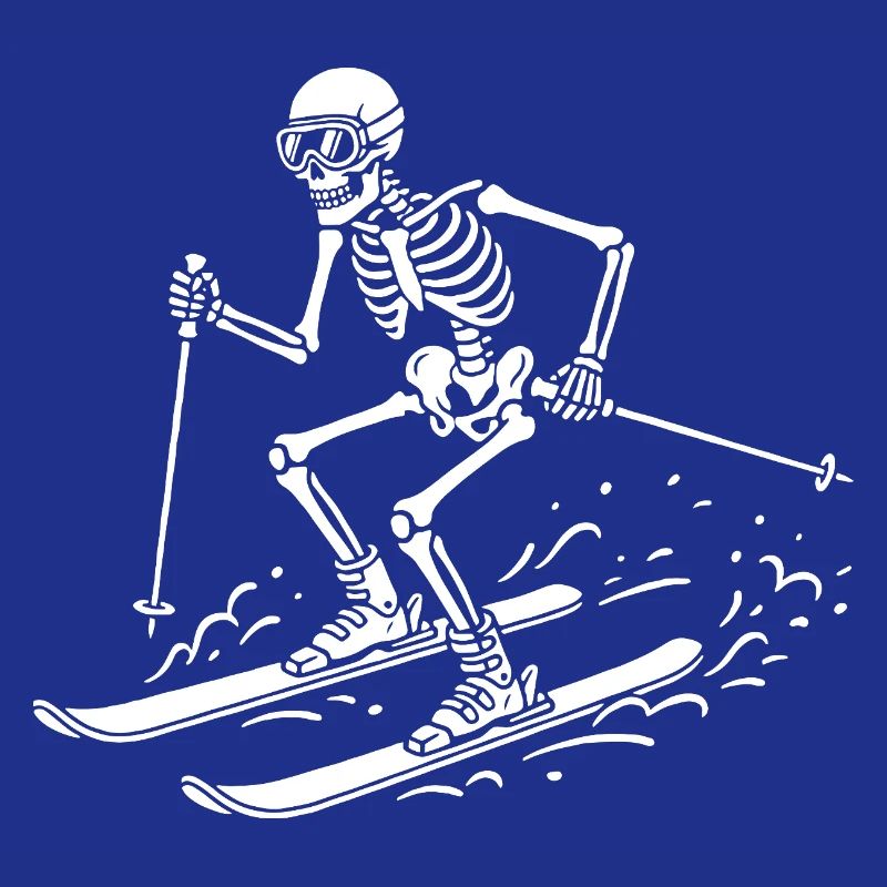 Skeleton Skier on Snow Waves
