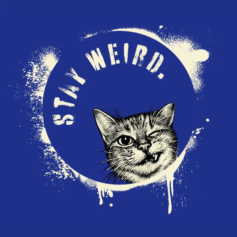 Stay Weird – Graffiti Katze Vintage Effekt
