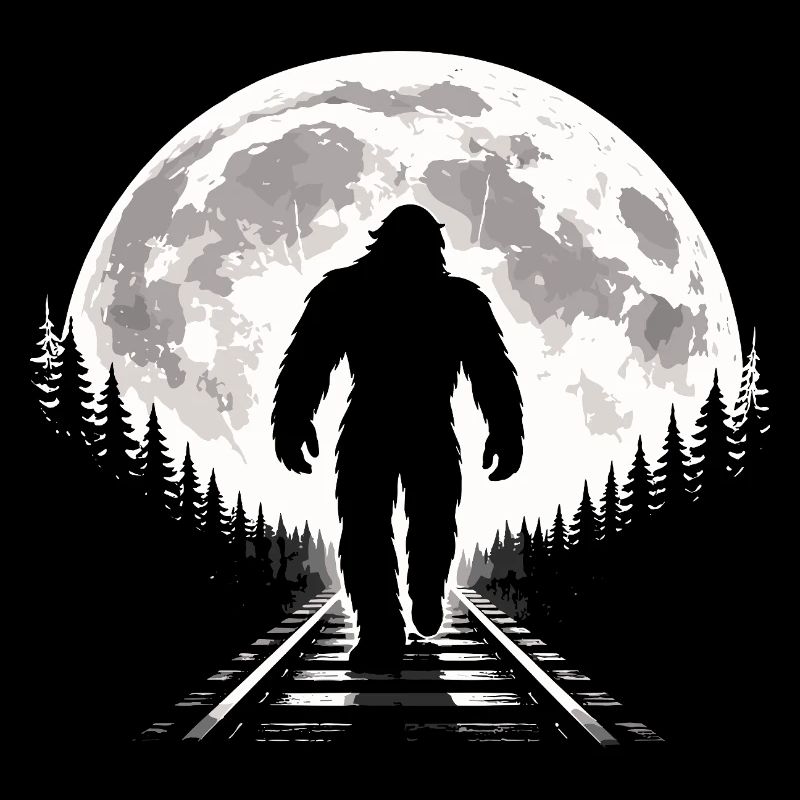 Bigfoot on railroad tracks