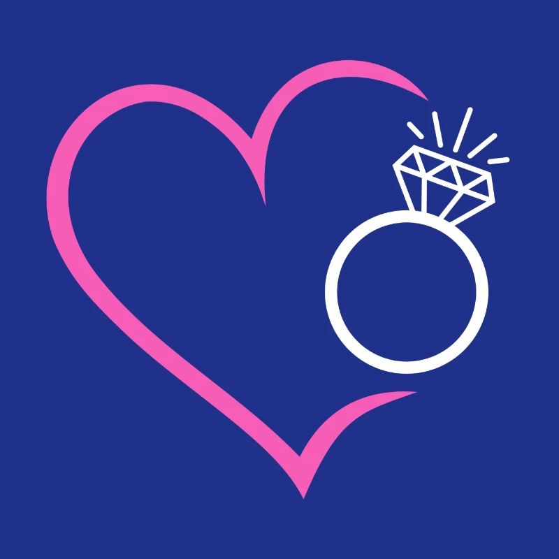 Heart with diamond ring, wedding ring, wedding ring, bride