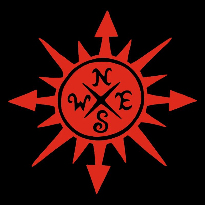 Rote Sonne und Kompass