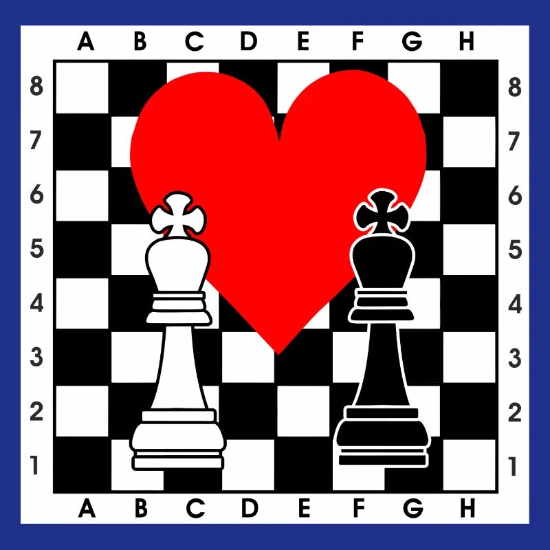 Chess board with heart