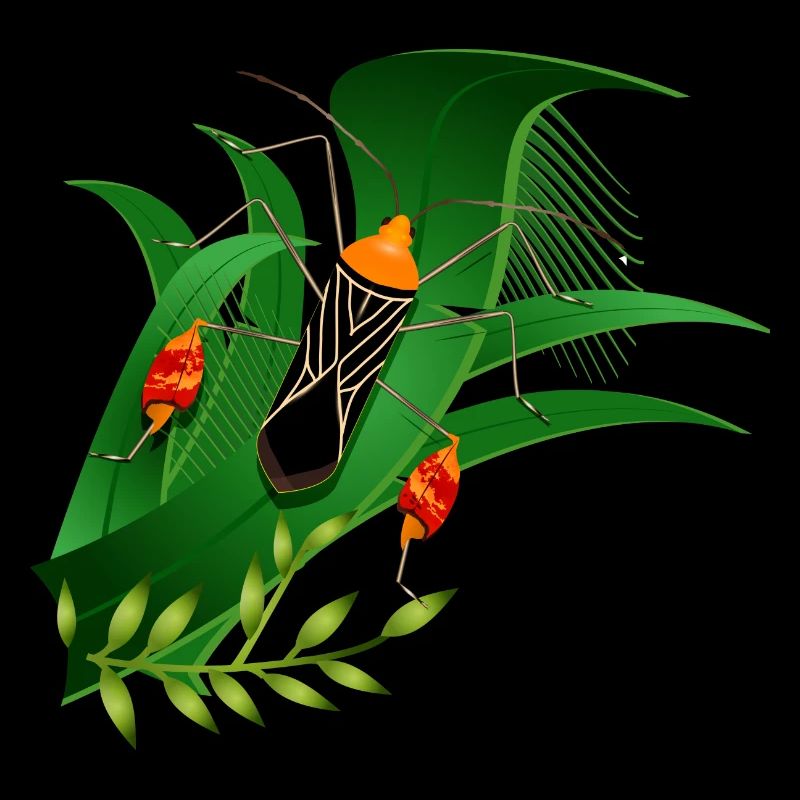 Anisoscelis alipes leaf-footed bug and green leaves