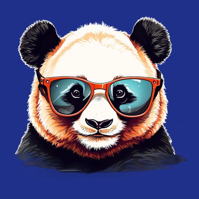 Tête de panda décontractée avec lunettes de soleil