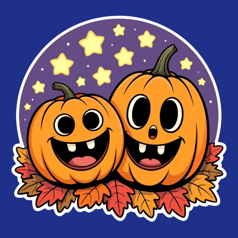 Two Happy Pumpkins Autumn