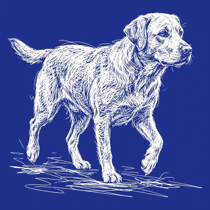Labrador Sketch White – Minimalist Design