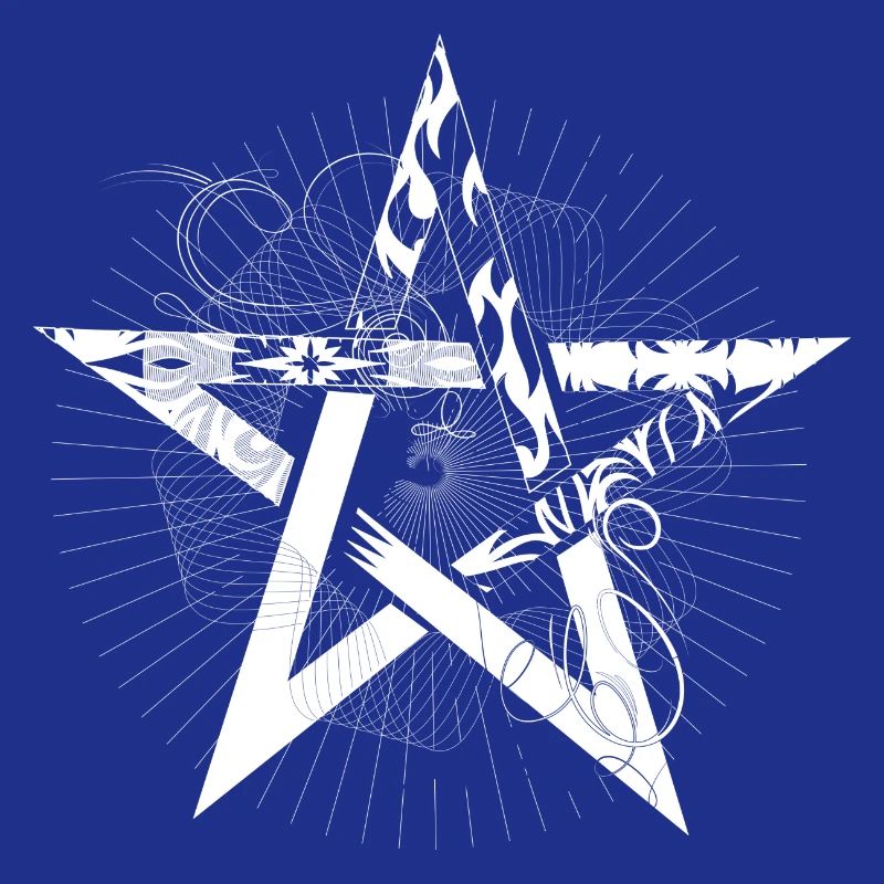 white pentagram with rays