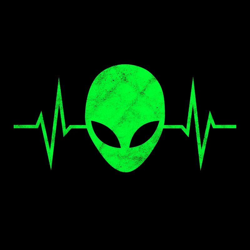 Alien Alien Head Alien Heartbeat Pulse ECG