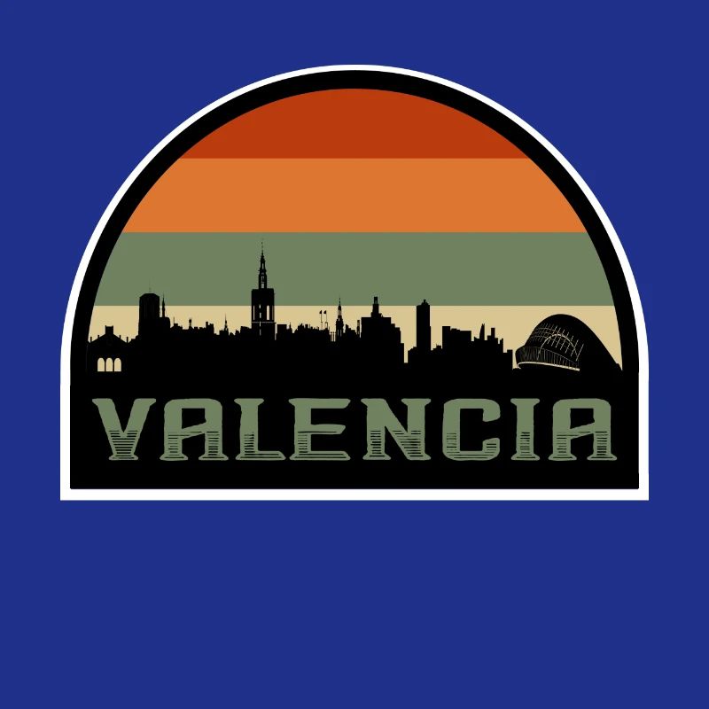 Valence Espagne Skyline Silhouette Drapeau Espagnol
