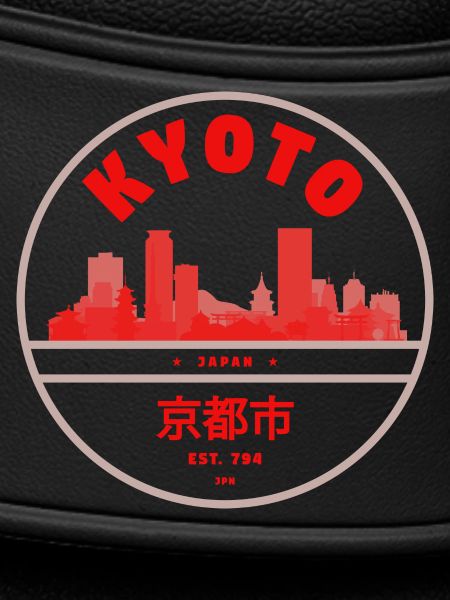 Kyoto Skyline Red Silhouette