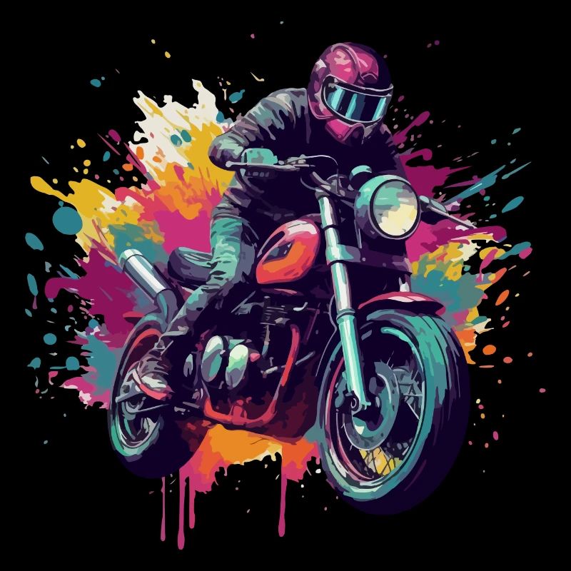 Moto avec tâche de couleur.