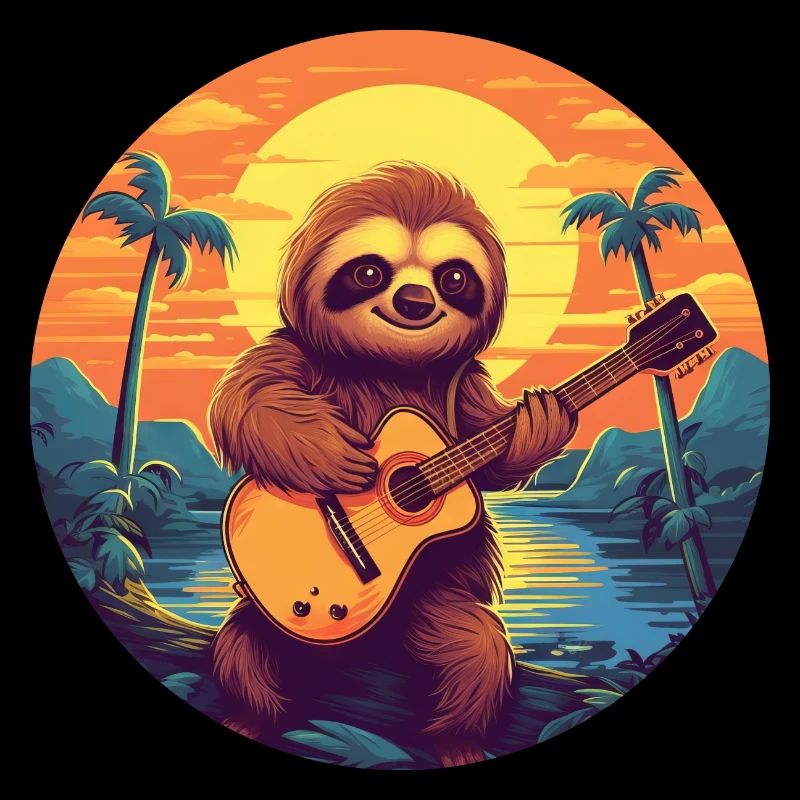 Sloth Guitar Sunset