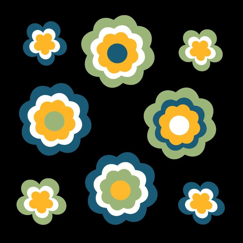 70s Flower Pattern Green