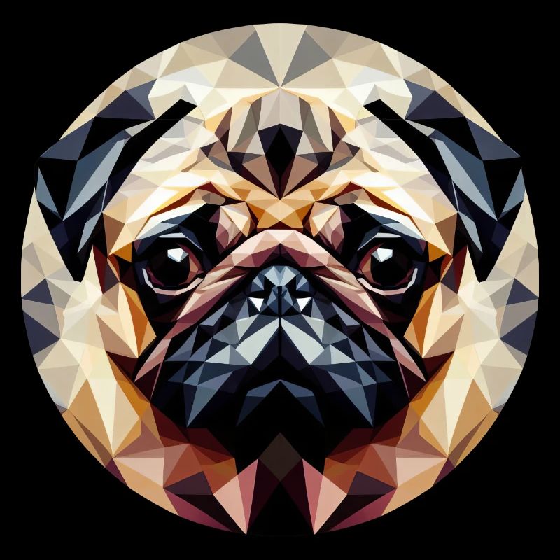 Polygoner Mops Hund Rund