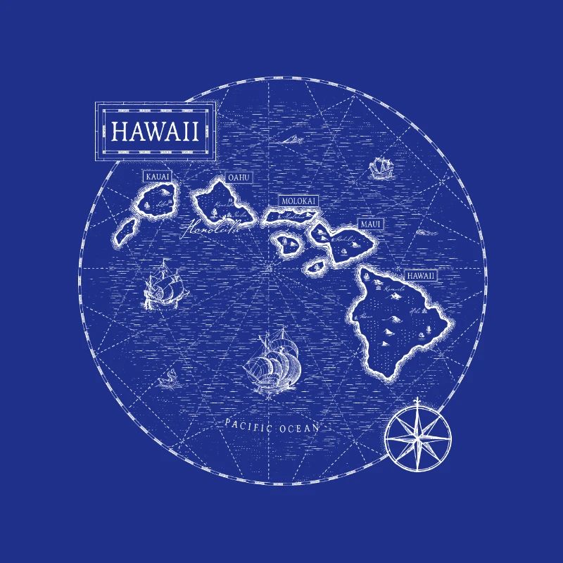 Hawaii Vintage Map White