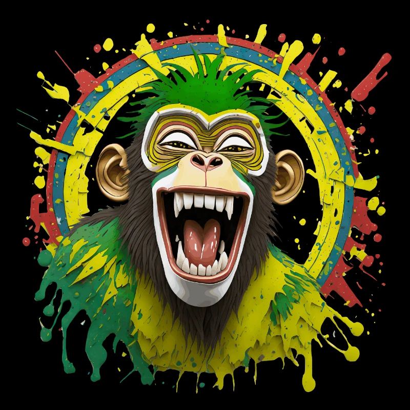 Portrait/Tête de Singe Rasta Éclaté de Rire