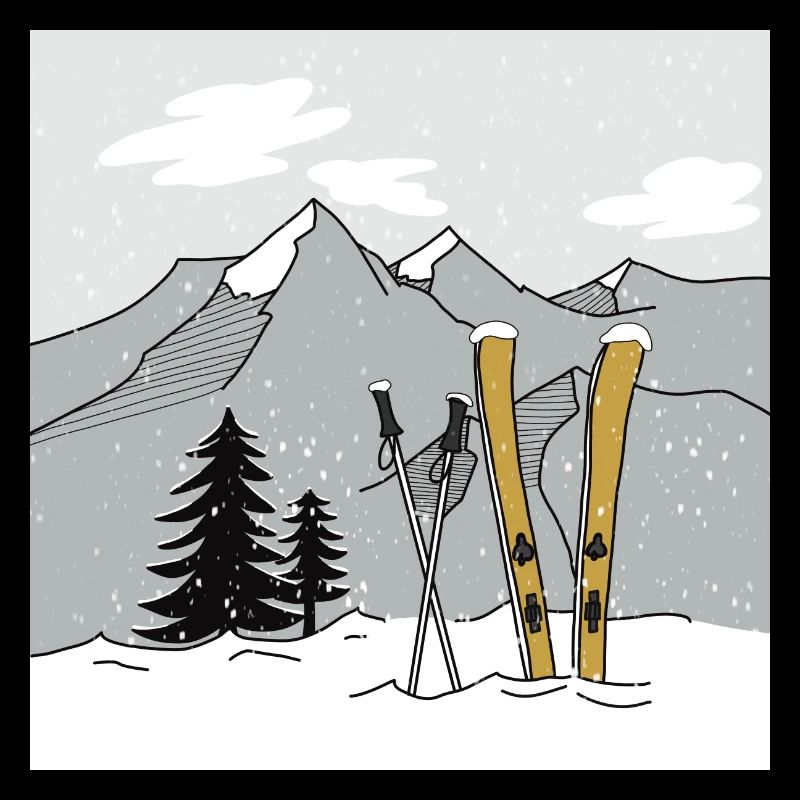 Skiing in winter in the mountains