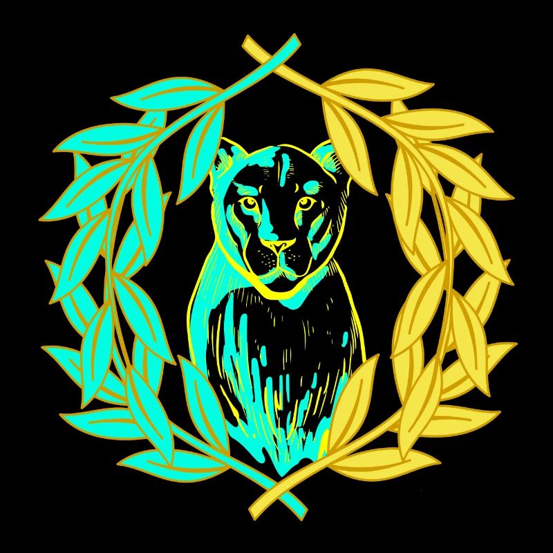 Leopard tiger cat laurel wreath