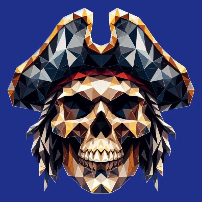 A cool, colorful skull with a pirate hat