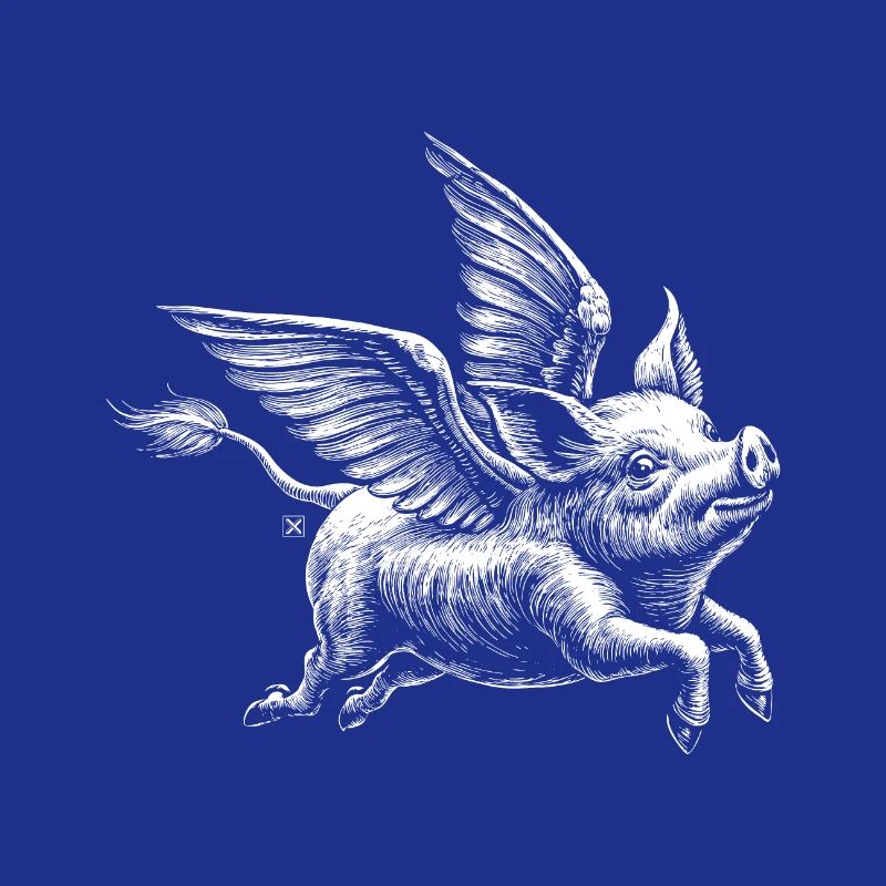 Cochon ailé : illustration rétro