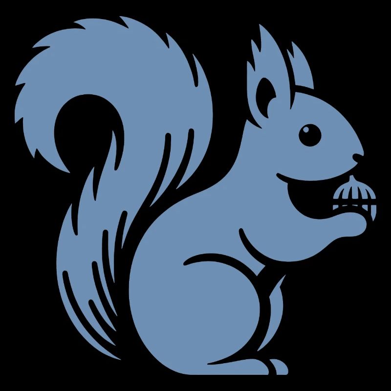 Minimalist Squirrel Silhouette with Nut