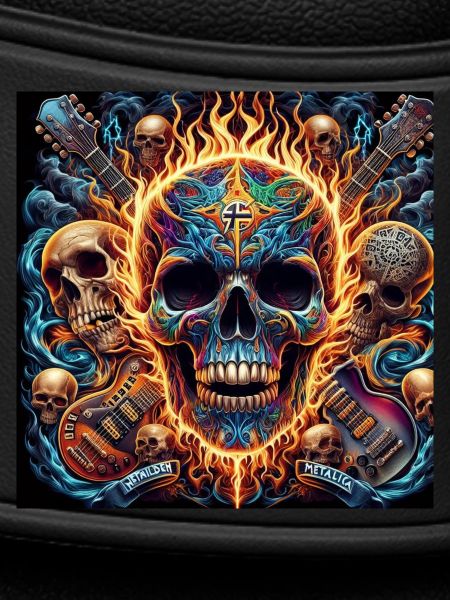 Skull with crossed guitars