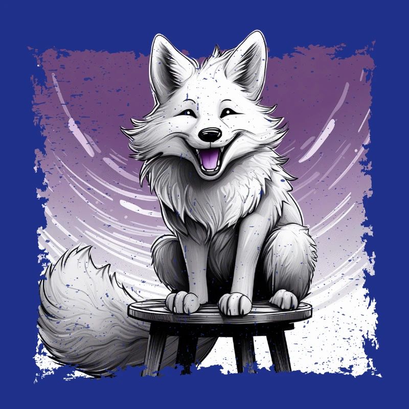 Fox comic, laughing, sitting on stool | Poster
