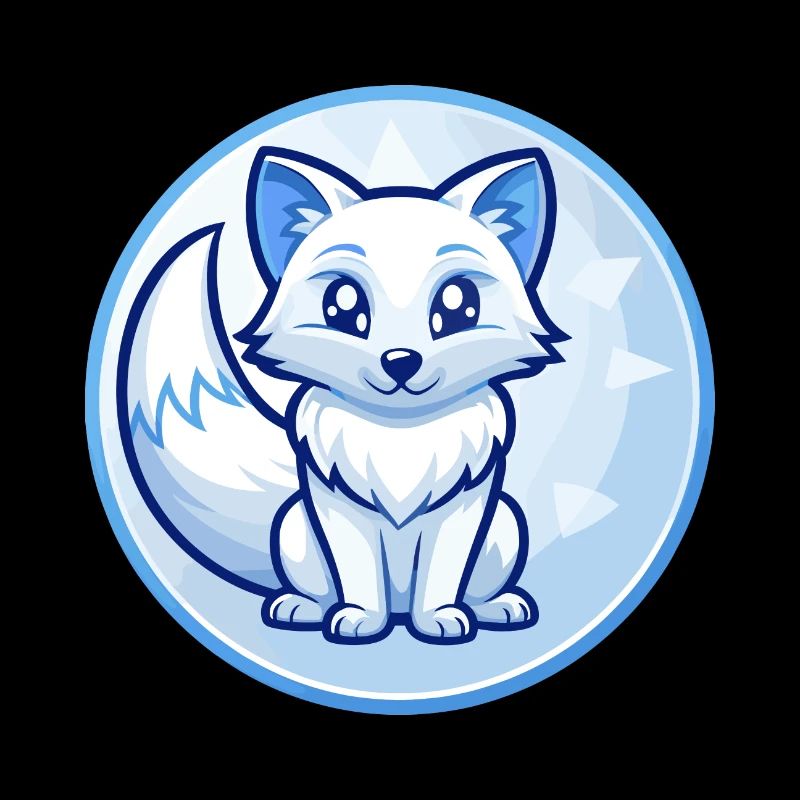 Arctic Fox Blue Kawaii Cartoon Character Clipart