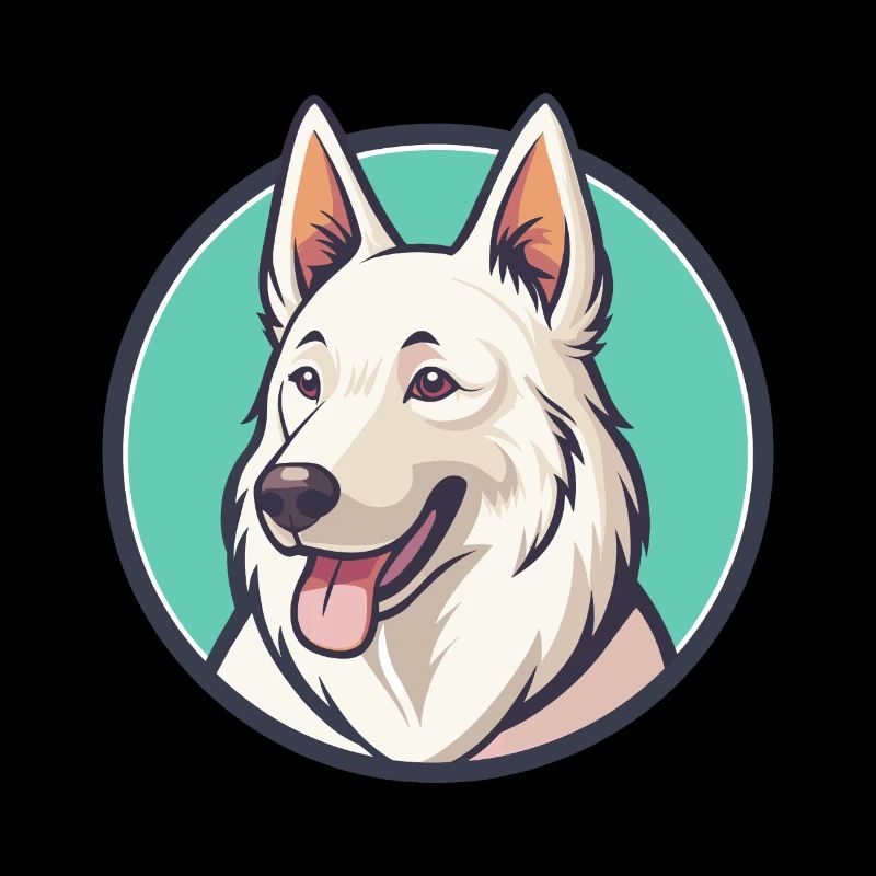 Weißer Schweizer Schäferhund Hunderasse Karikatur Kawaii Haustier