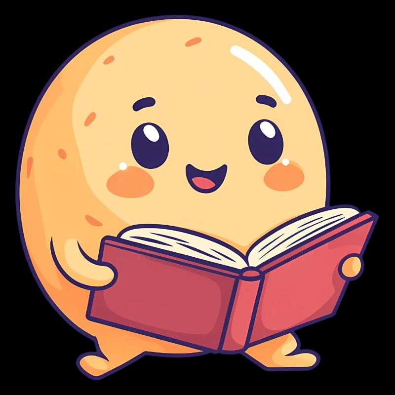 Happy Potato Reading a Book - Adorable Design