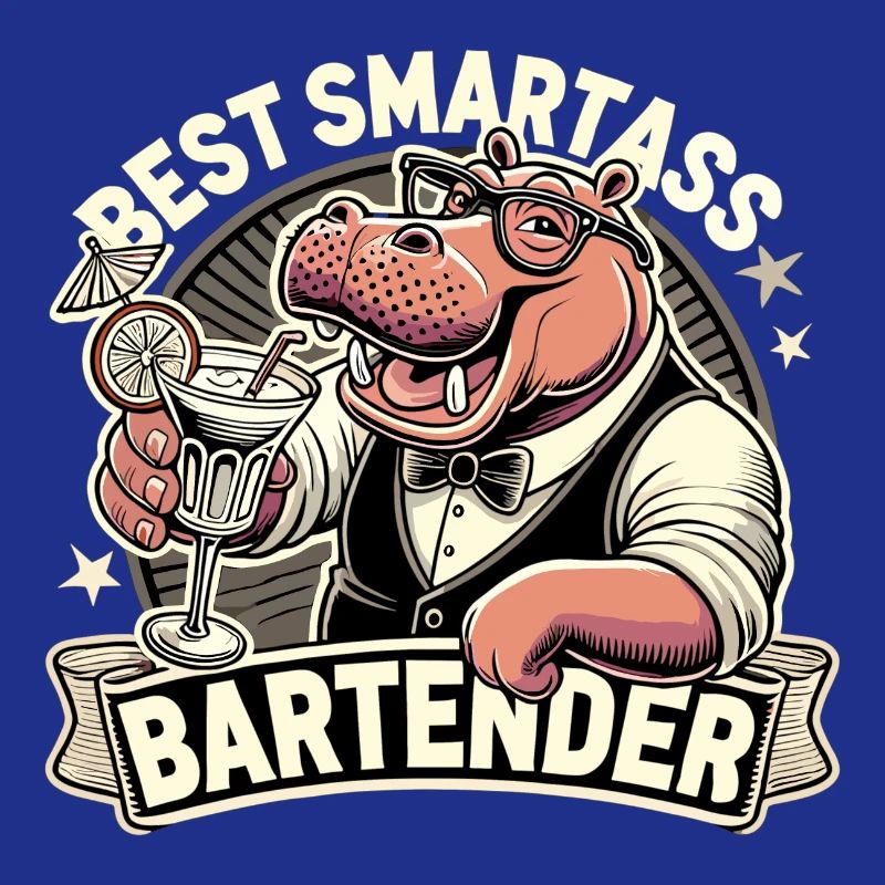 Barkeeper Barmann Nilpferd Flusspferd Geschenk