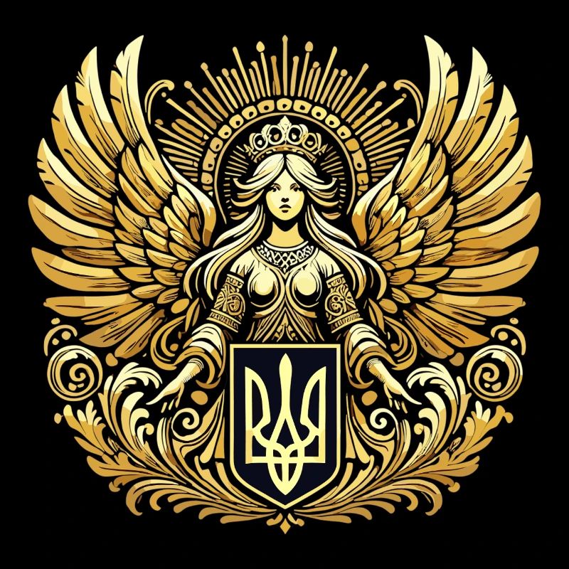 Ukraine Wappen Schutzengel Gold Geschenk