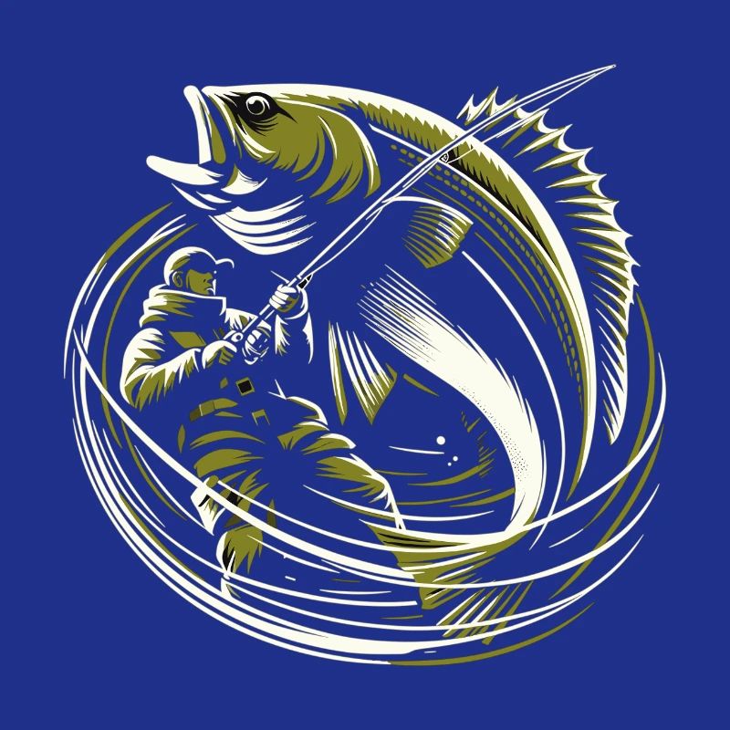 Fishing Angler Cod Giant Fish Olive Green Gift