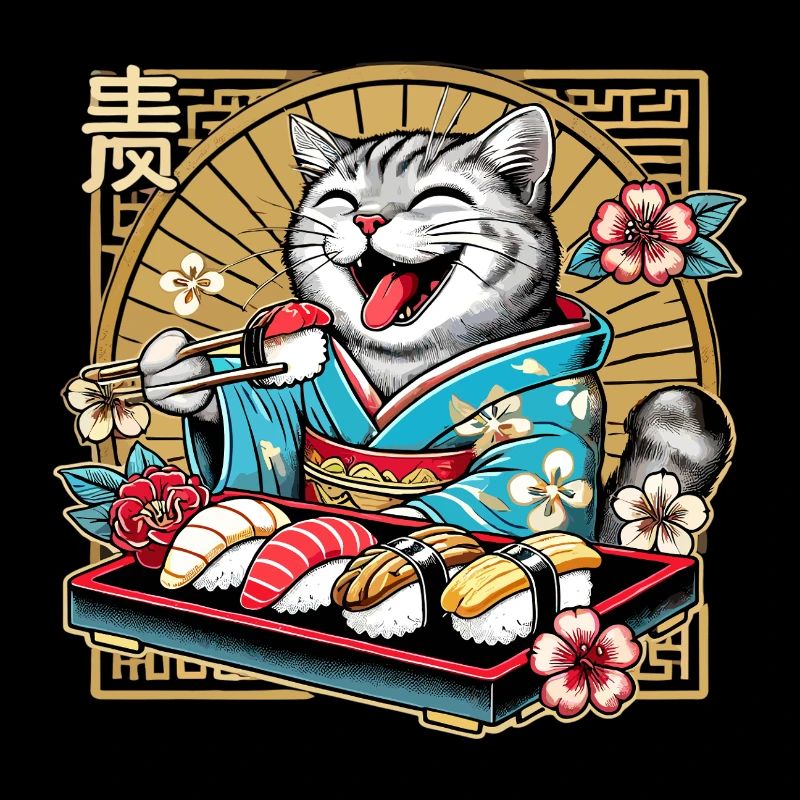 Sushi Katze getigert Kimono Maki Nigiri Geschenk