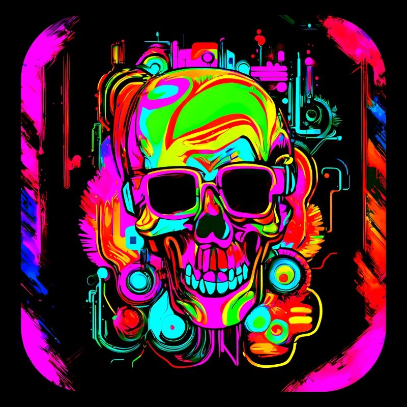 Neon Style Schädel Leuchtreklame Glow