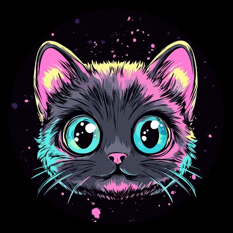 Neon Cat Pop Art