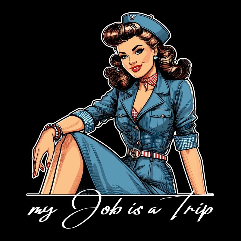 Pin Up Retro Stewardess Profession Travel Gift