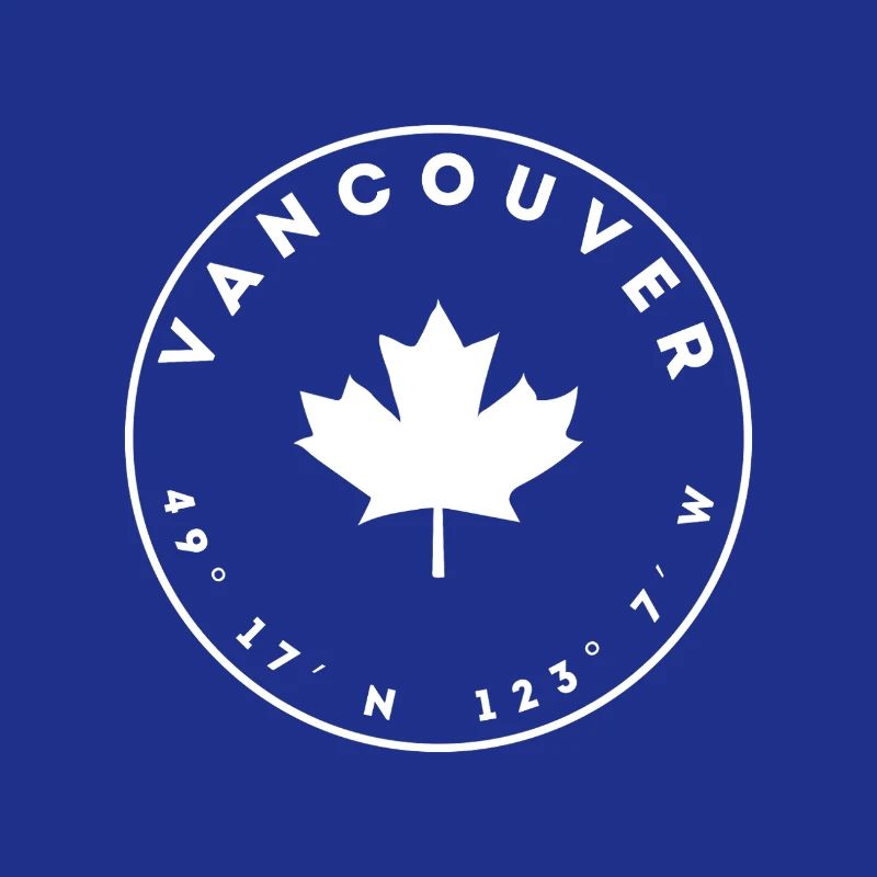 Vancouver with Maple Leaf and Coordinates
