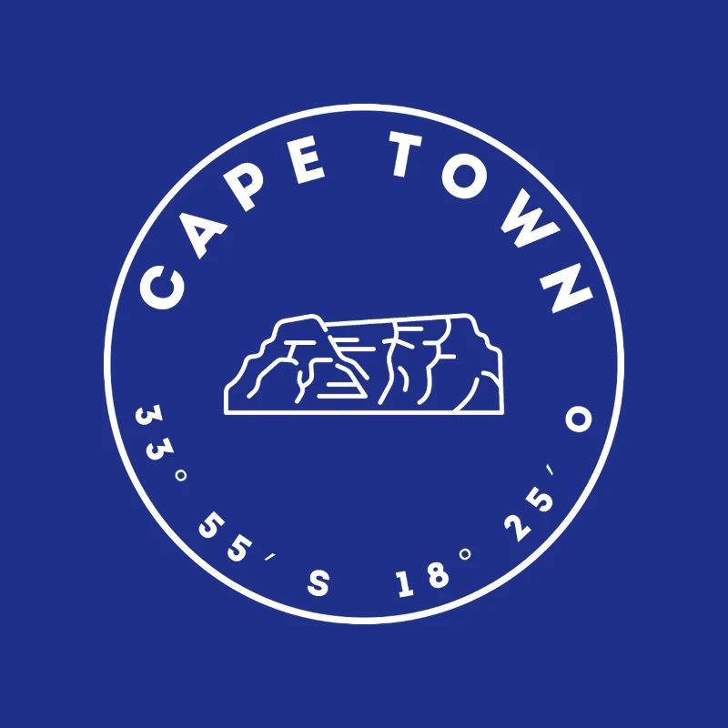 Cape Town with Table Mountain and coordinates