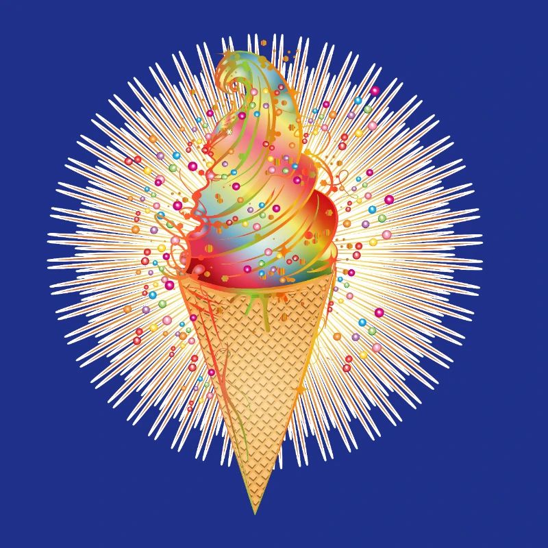 Fröhliches Softeis-Motiv mit Regenbogenfarben