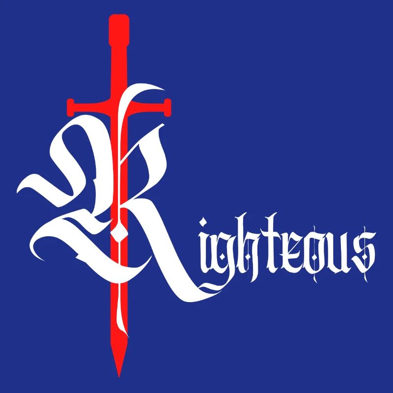 Gothique Righteous Design avec épée avec texte blanc