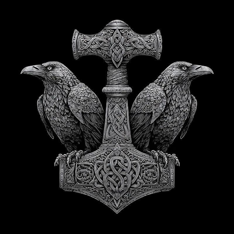 Rabe Thors Hammer Wikinger Symbol