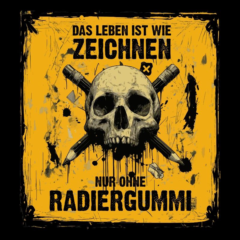 Crâne et crayons croisés