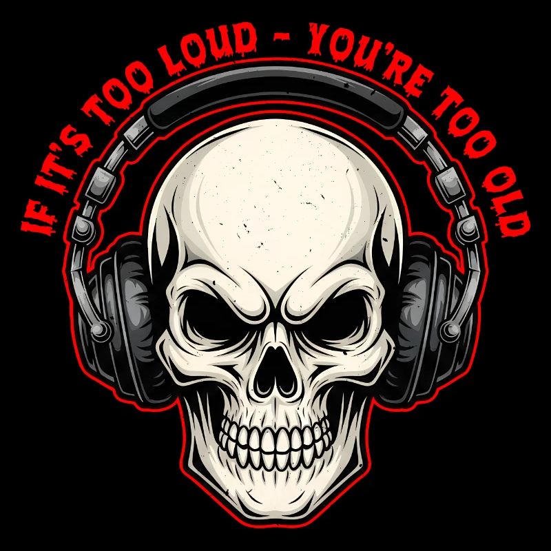 Skull with Headphones Bold Graphic Design 