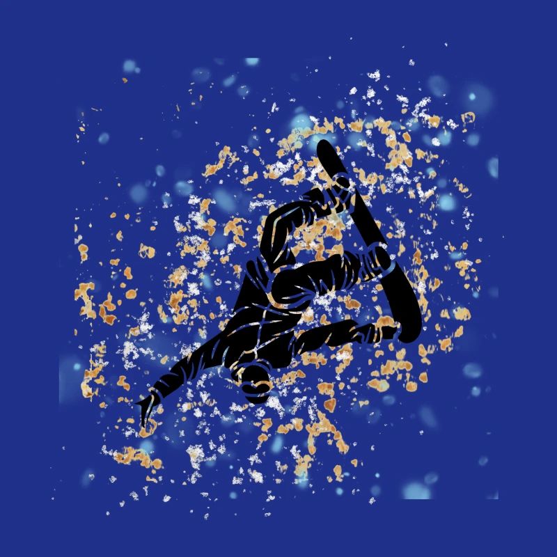 Blue-gold splashed snowboard