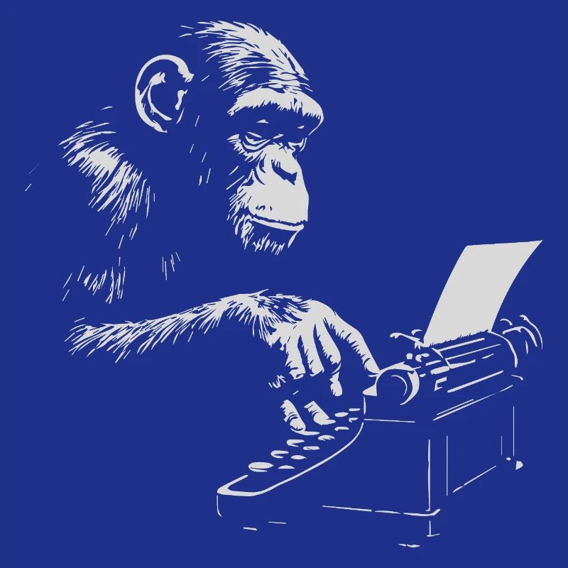 Chimp Typist Retro Print