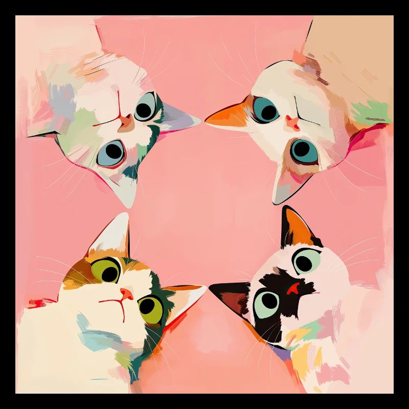 Four cats in a circle | Pastel Kawaii Motif
