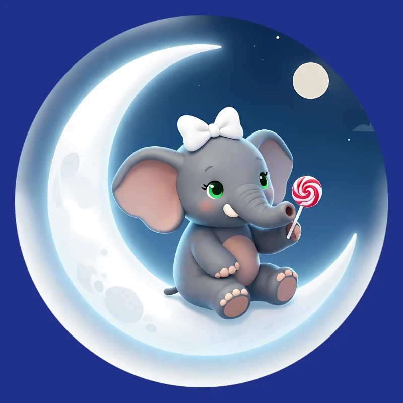 Biser de lune avec un éléphant à sucettes