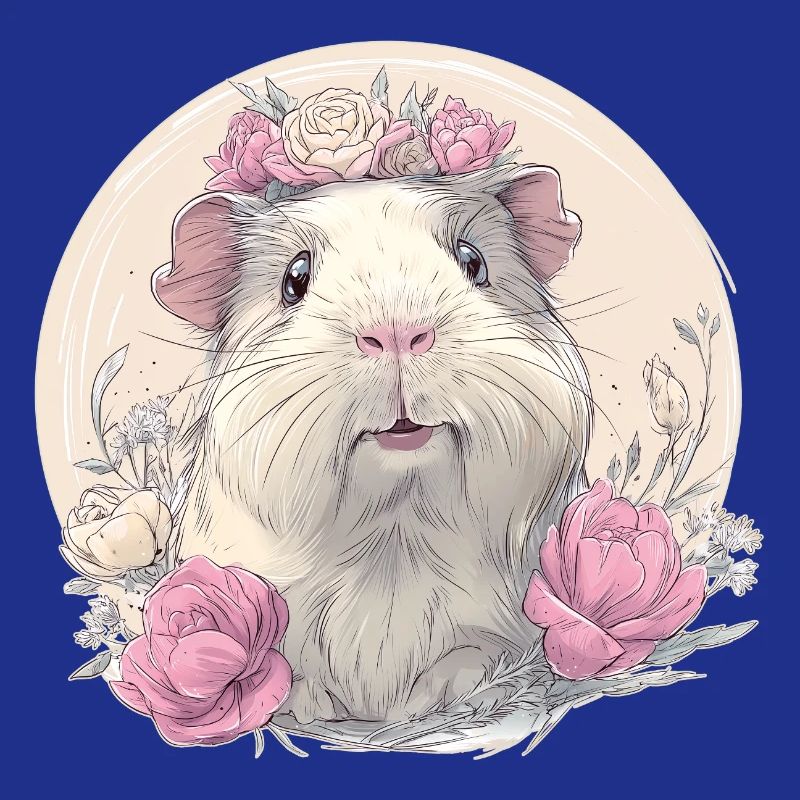 Cochon d’Inde avec des fleurs